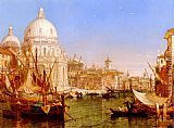 Famous Canal Paintings - A View Along The Grand Canal With Santa Maria Della Salute